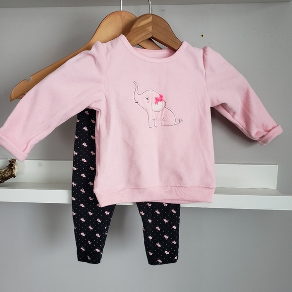 Carter's Two Piece Set Fleece Top Elephant Print